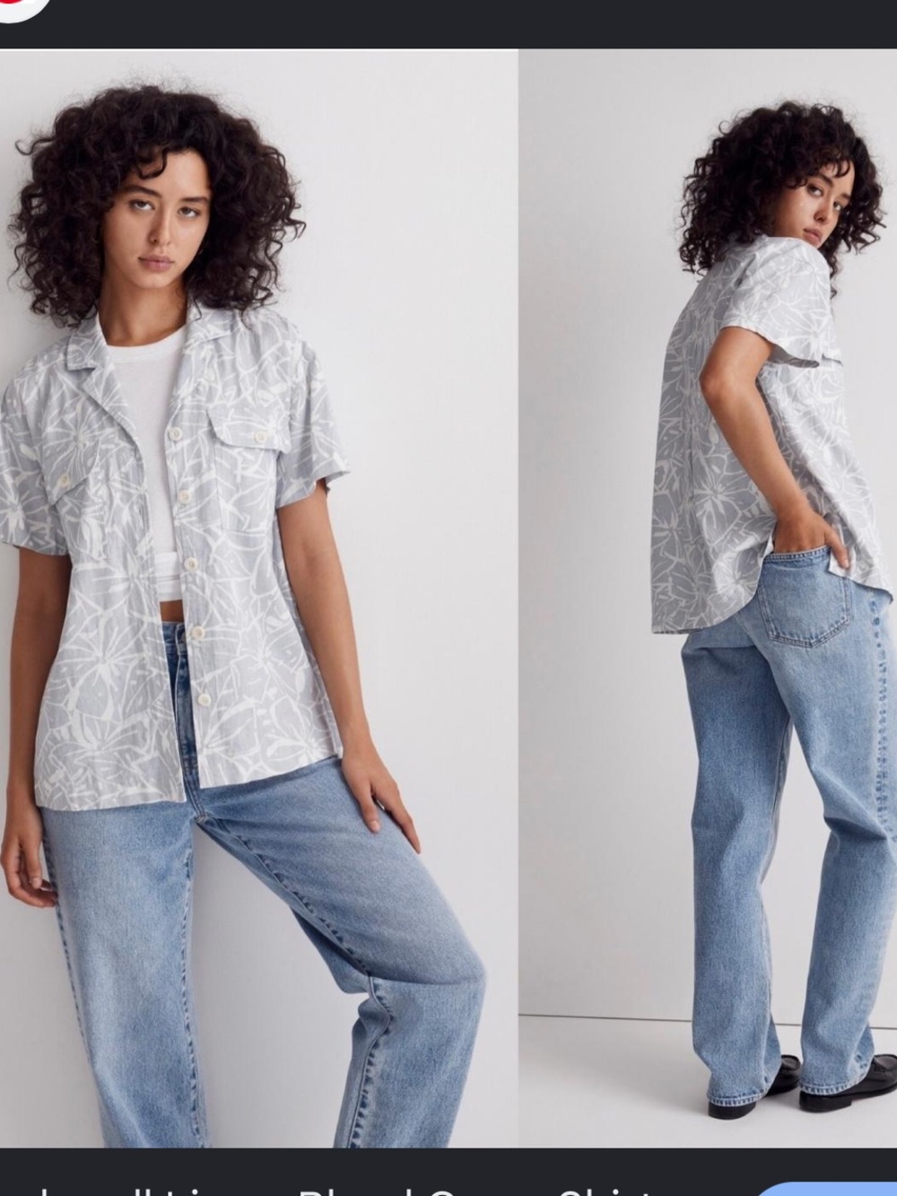 Madewell Linen Blend Camp Shirt in Abstract Flora XL